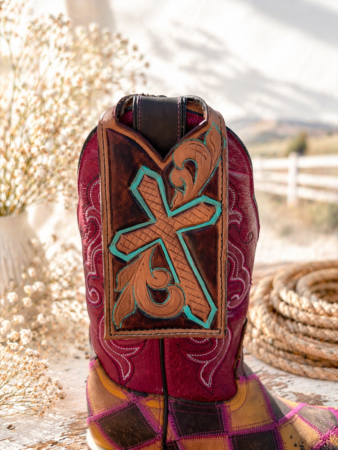 Tooled Leather Boot Wallet