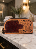 Large handcrafted leather toiletry bag