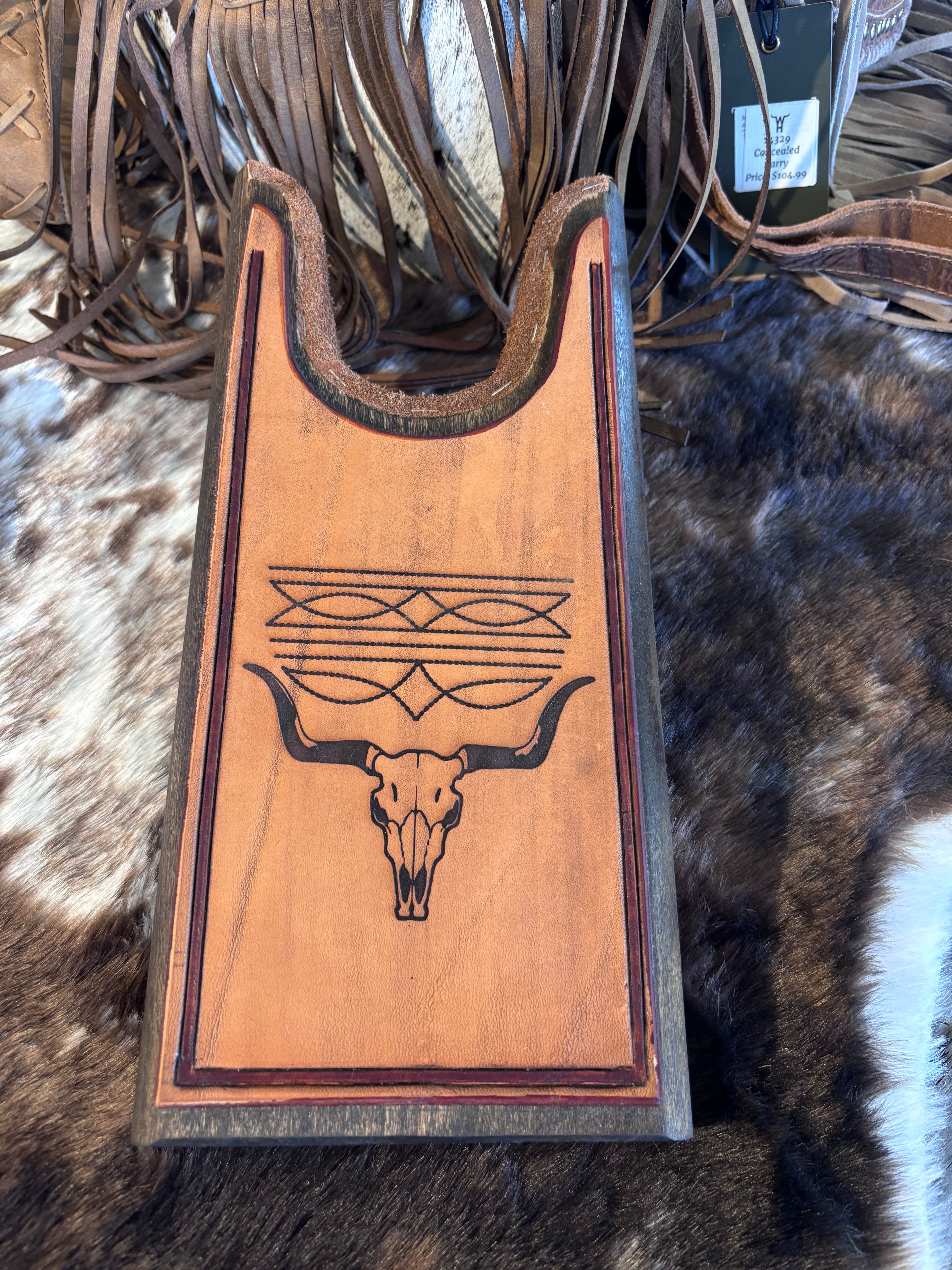Solid Wood Bootjack with leather top