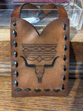 Leather Boot wallet with buckstitch