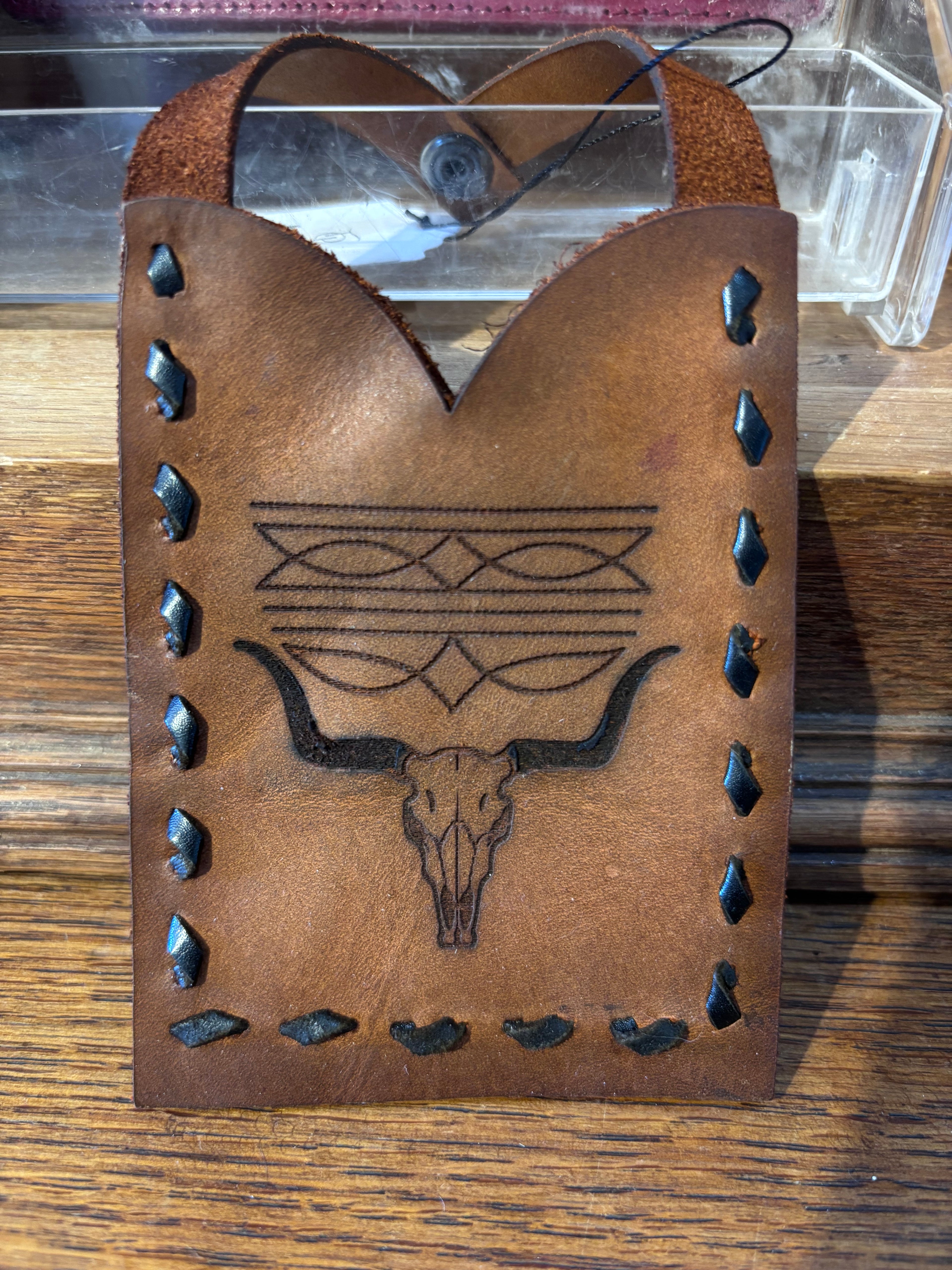 Leather Boot wallet with buckstitch